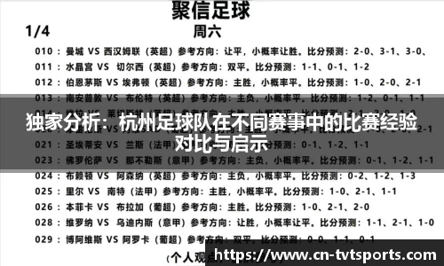 独家分析：杭州足球队在不同赛事中的比赛经验对比与启示
